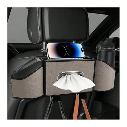 Car Backseat Organizer, 7-In-1 Multifunctional Car Headrest Storage Box With Hook Phone Holder & Cup Holder, Vehicle Hanging Seat Back