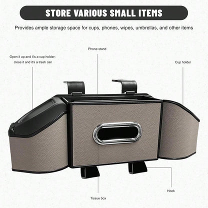 Car Backseat Organizer, 7-In-1 Multifunctional Car Headrest Storage Box With Hook Phone Holder & Cup Holder, Vehicle Hanging Seat Back