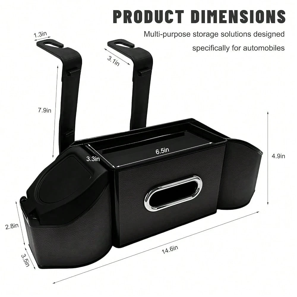 Car Backseat Organizer, 7-In-1 Multifunctional Car Headrest Storage Box With Hook Phone Holder & Cup Holder, Vehicle Hanging Seat Back