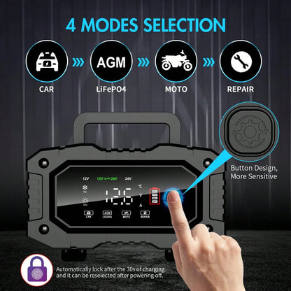 Car Battery Charger,12V20A/24V10A 300W Car Charger, Battery Maintainer, Trickle Charger, Float Charger And Desulfator For Motorcycle, Car, Truck, LiFePo4, AGM,EFB,GEL, CA, Battery Usage