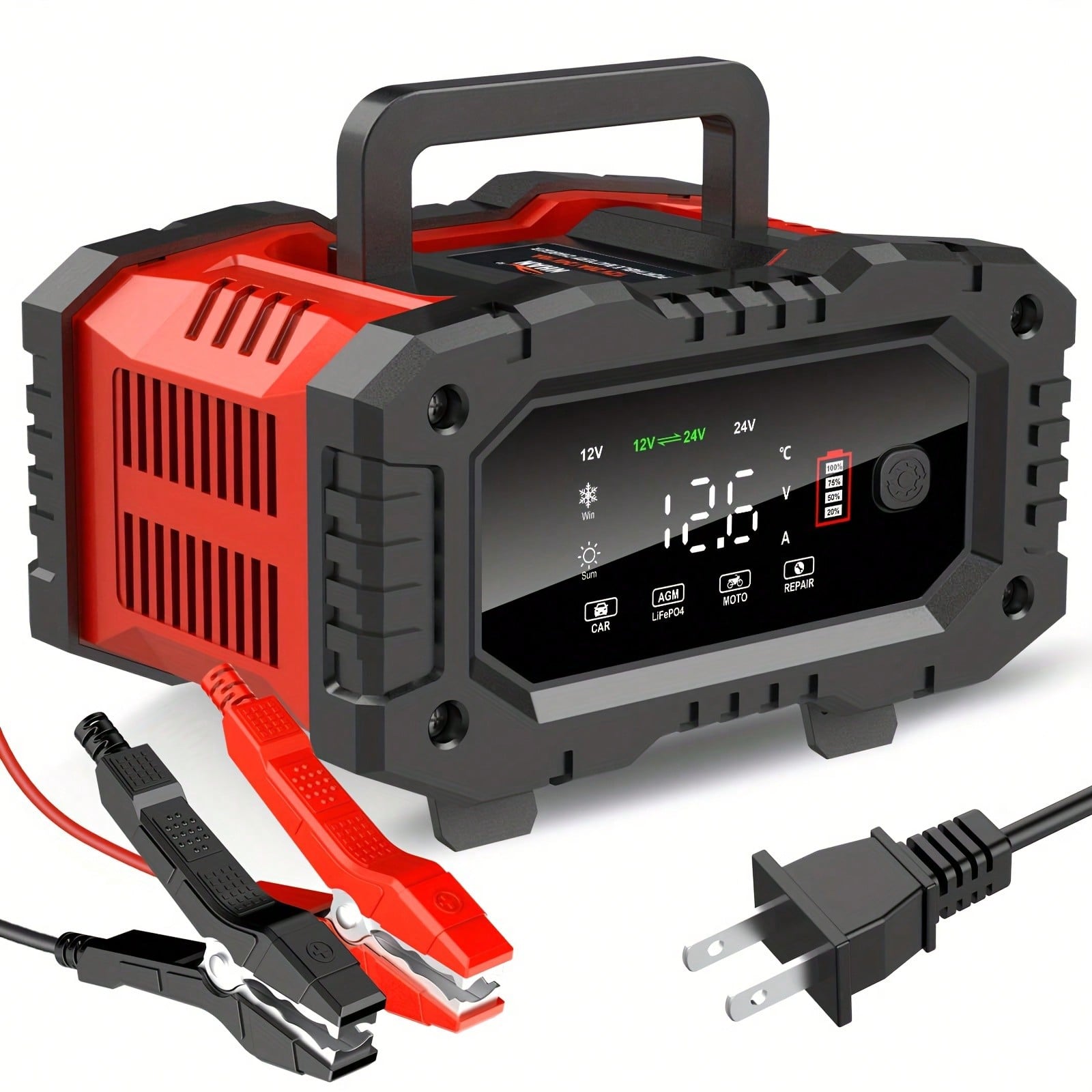 Car Battery Charger,12V20A/24V10A 300W Car Charger, Battery Maintainer, Trickle Charger, Float Charger And Desulfator For Motorcycle, Car, Truck, LiFePo4, AGM,EFB,GEL, CA, Battery Usage