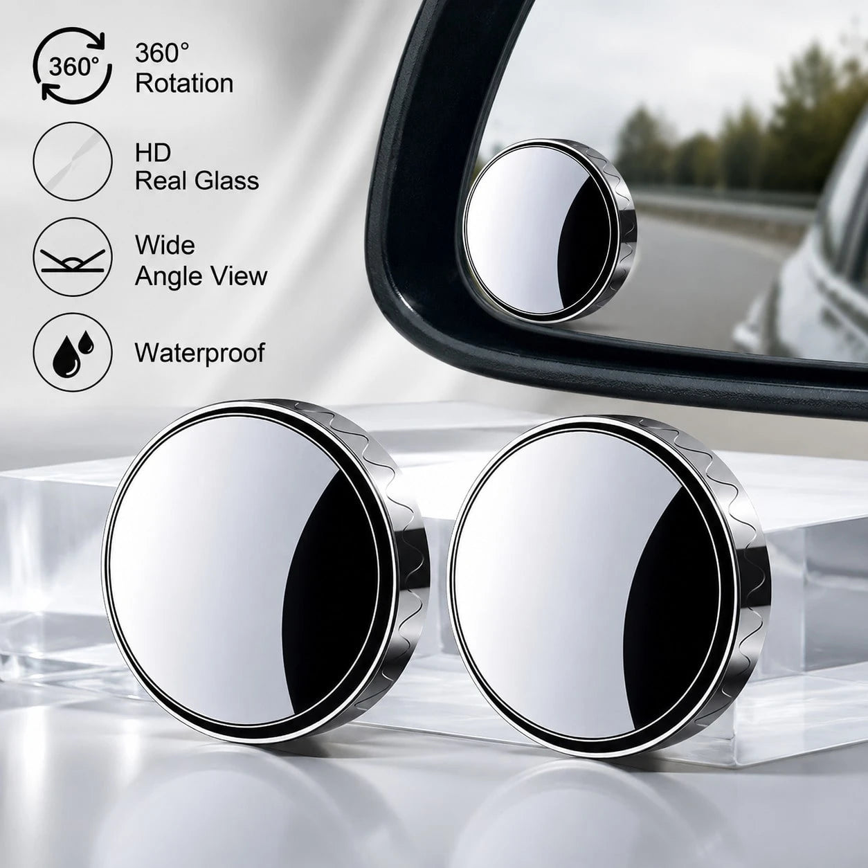 Car Blind Spot Mirror, 2 Counts 360 Degree Adjustable Car Rearview Mirror, Universal Car Auxiliary Mirror For Sedan, Truck, SUV &Motorcycle, Wide Angle Mirror,Gift For Girlfriend, Car Essentials For C