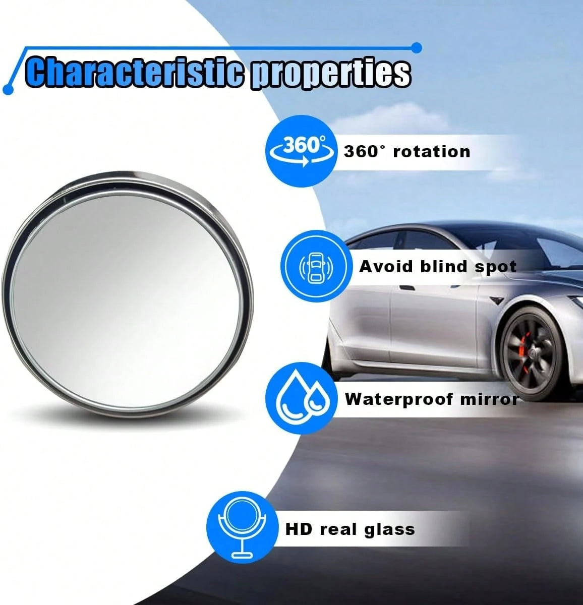 Car Blind Spot Mirror, 2 Counts 360 Degree Adjustable Car Rearview Mirror, Universal Car Auxiliary Mirror For Sedan, Truck, SUV &Motorcycle, Wide Angle Mirror,Gift For Girlfriend, Car Essentials For C