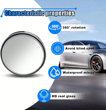Car Blind Spot Mirror, 2 Counts 360 Degree Adjustable Car Rearview Mirror, Universal Car Auxiliary Mirror For Sedan, Truck, SUV &Motorcycle, Wide Angle Mirror,Gift For Girlfriend, Car Essentials For C