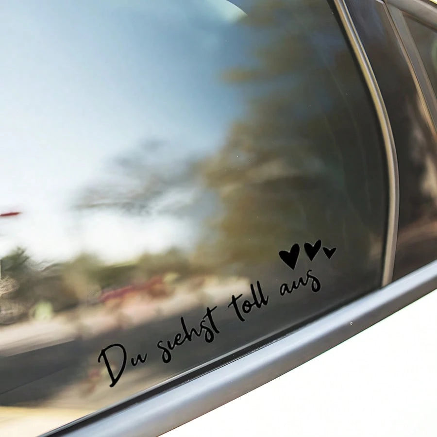 Car Decoration 'You Look Great' Vinyl Sticker Decal For Makeup Mirror, Car Rearview Mirror, Window, Inspirational Decal Du Siehst Klasse Aus, Sticker