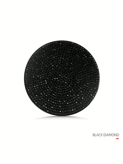 Car Diamond Bling Cup Holder Mat, Black Silicone Non-Slip Coaster With Artificial Diamonds, Car Interior Decor Accessories