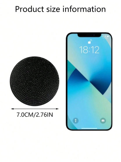 Car Diamond Bling Cup Holder Mat, Black Silicone Non-Slip Coaster With Artificial Diamonds, Car Interior Decor Accessories