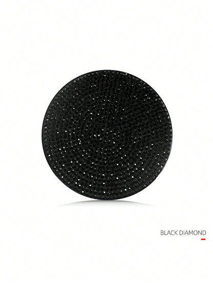 Car Diamond Bling Cup Holder Mat, Black Silicone Non-Slip Coaster With Artificial Diamonds, Car Interior Decor Accessories