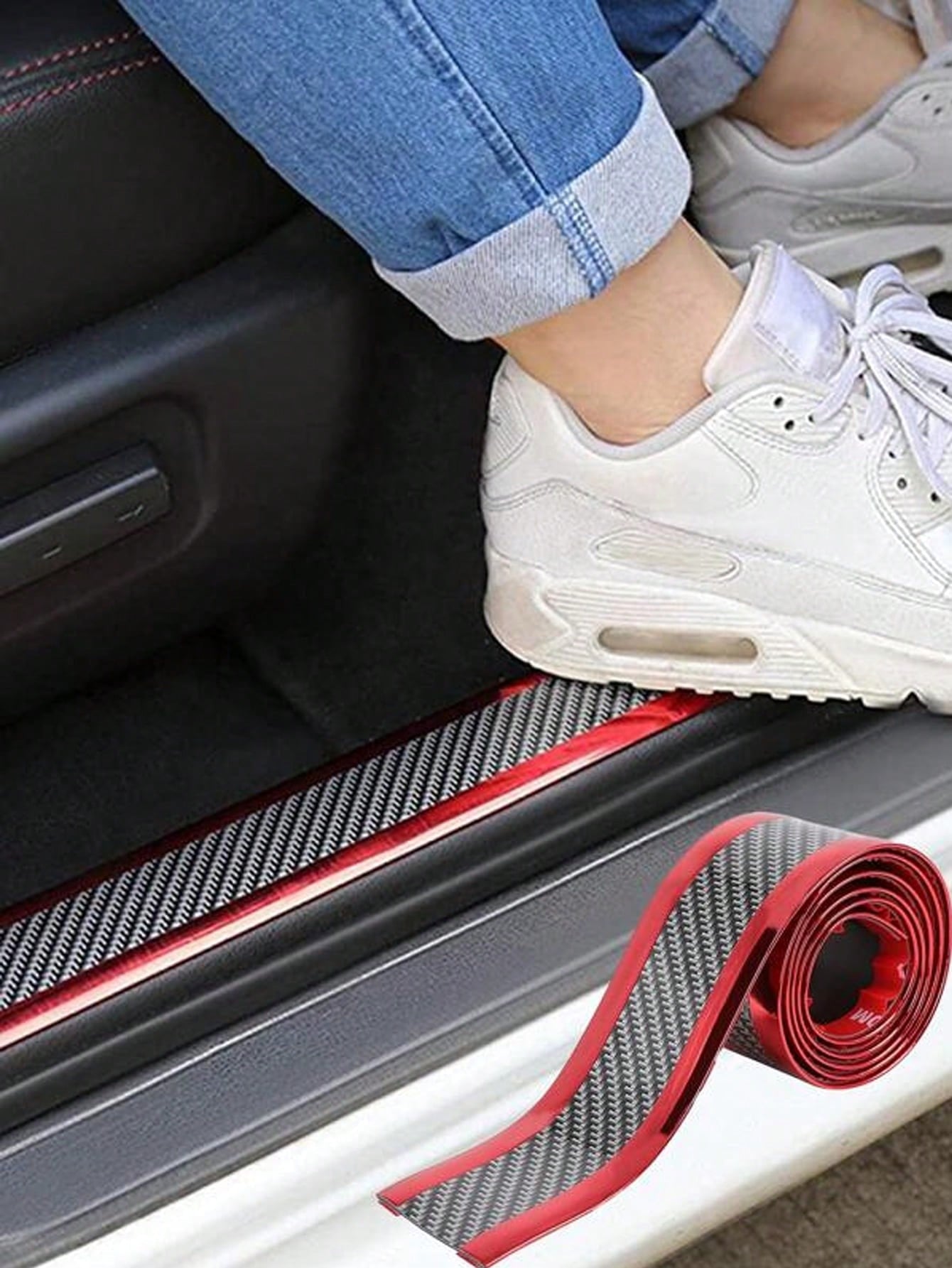 Car Door Sill Anti-Scratch Sticker And Car Bumper Anti-Collision Sticker With Carbon Fiber Pattern 5*100cm/1 Roll