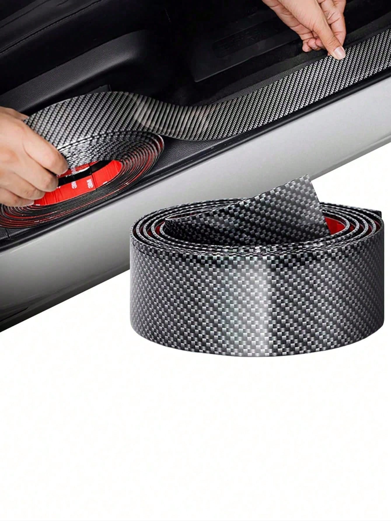 Car Door Sill Anti-Scratch Sticker And Car Bumper Anti-Collision Sticker With Carbon Fiber Pattern 5*100cm/1 Roll
