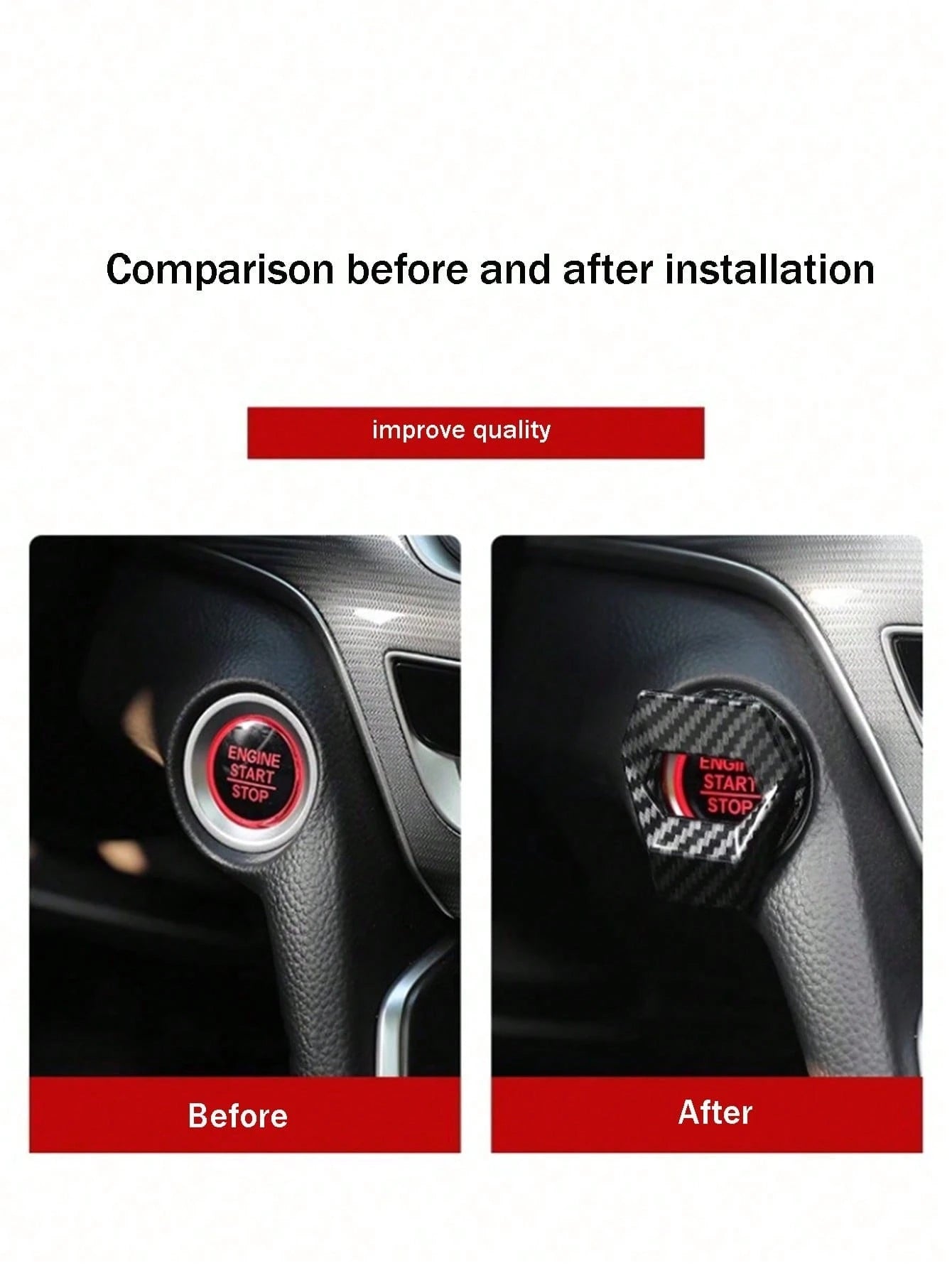 Car Engine Start/Stop Button Cover, One-Key Start Button Ignition Cover, Auto Accessories, Scratch-Resistant Universal Button Decorative Ring