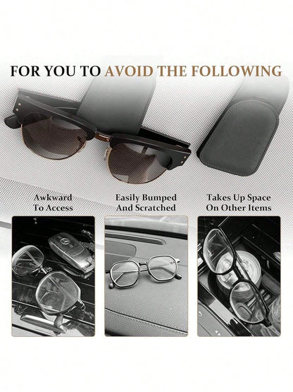 Car Fashion Glasses Holder, Magnetic Leather PU Fashion Glasses Clip, Suitable For Car Sun Visor, Glasses Hook Clip, Car Interior Sun Visor Accessory