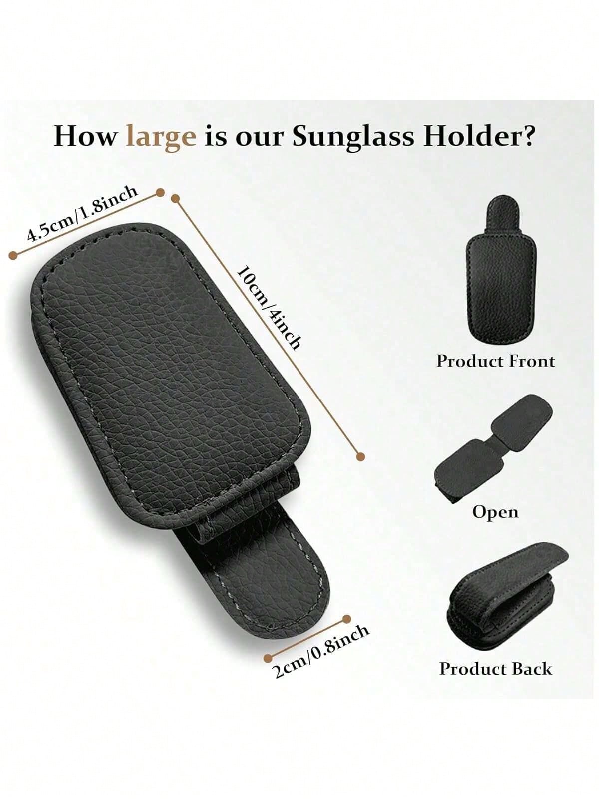 Car Fashion Glasses Holder, Magnetic Leather PU Fashion Glasses Clip, Suitable For Car Sun Visor, Glasses Hook Clip, Car Interior Sun Visor Accessory
