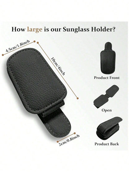 Car Fashion Glasses Holder, Magnetic Leather PU Fashion Glasses Clip, Suitable For Car Sun Visor, Glasses Hook Clip, Car Interior Sun Visor Accessory