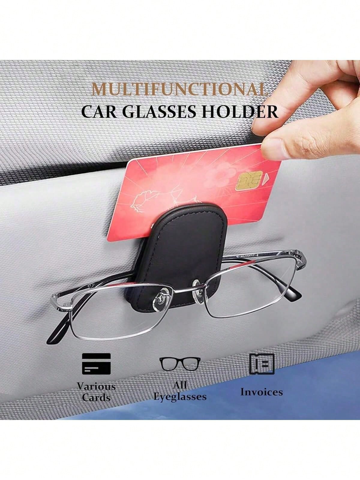 Car Fashion Glasses Holder, Magnetic Leather PU Fashion Glasses Clip, Suitable For Car Sun Visor, Glasses Hook Clip, Car Interior Sun Visor Accessory