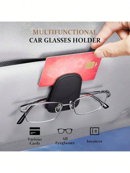 Car Fashion Glasses Holder, Magnetic Leather PU Fashion Glasses Clip, Suitable For Car Sun Visor, Glasses Hook Clip, Car Interior Sun Visor Accessory