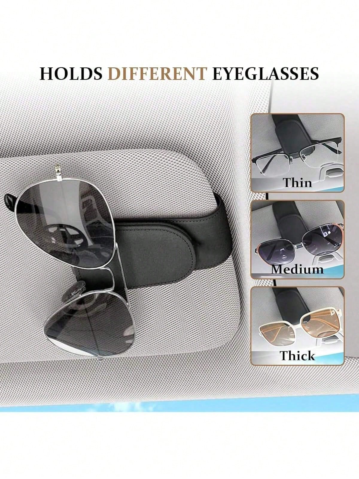 Car Fashion Glasses Holder, Magnetic Leather PU Fashion Glasses Clip, Suitable For Car Sun Visor, Glasses Hook Clip, Car Interior Sun Visor Accessory