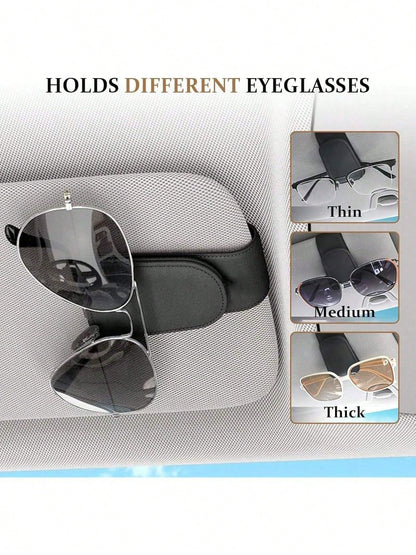 Car Fashion Glasses Holder, Magnetic Leather PU Fashion Glasses Clip, Suitable For Car Sun Visor, Glasses Hook Clip, Car Interior Sun Visor Accessory