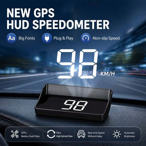 Car Head-Up Display HUD, Windshield Projection Speedometer With Alarm Function- USB Powered Projector, Speed Monitoring, Modern Dashboard Accessory, Suitable For Most Cars, Car Accessories