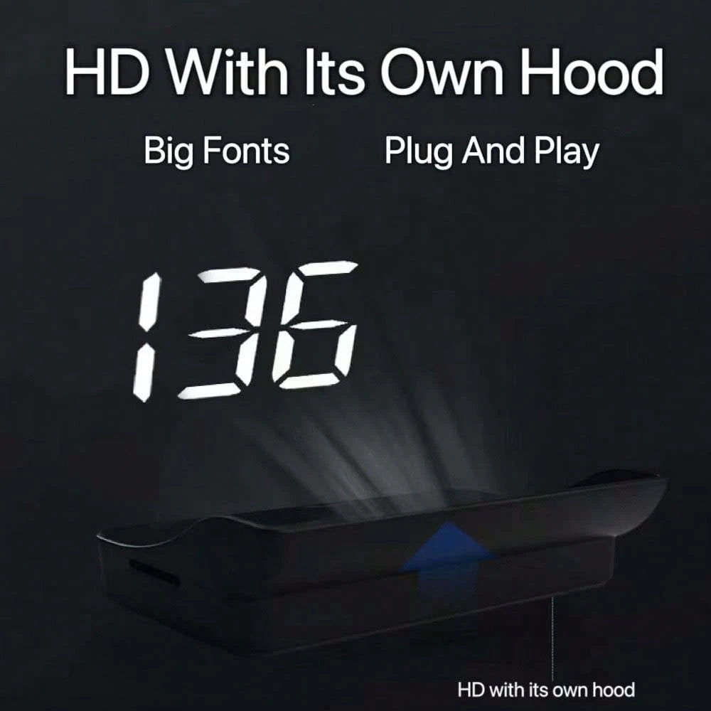 Car Head-Up Display HUD, Windshield Projection Speedometer With Alarm Function- USB Powered Projector, Speed Monitoring, Modern Dashboard Accessory, Suitable For Most Cars, Car Accessories