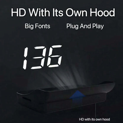 Car Head-Up Display HUD, Windshield Projection Speedometer With Alarm Function- USB Powered Projector, Speed Monitoring, Modern Dashboard Accessory, Suitable For Most Cars, Car Accessories
