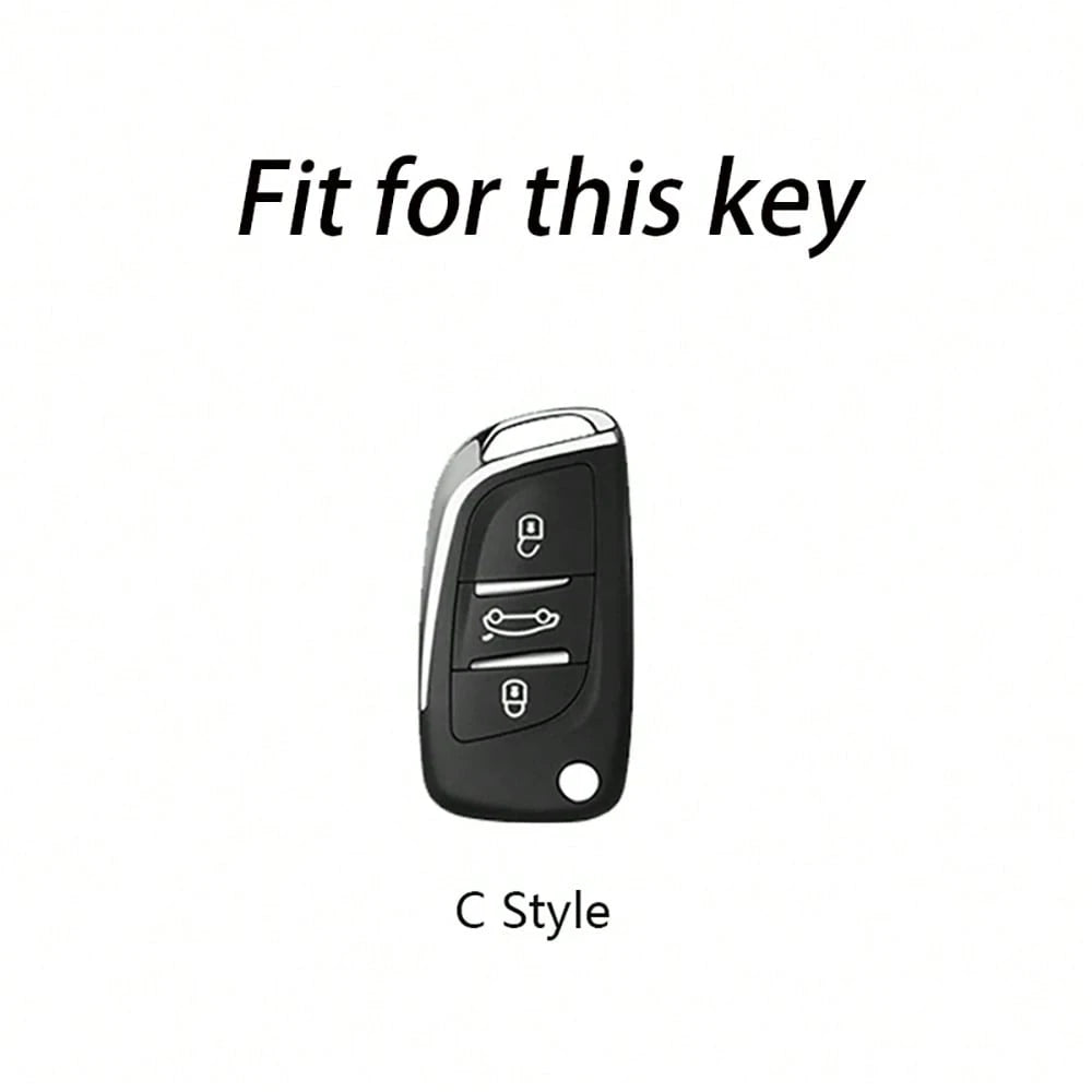Car Key Cover Keychain Suitable For Dongfeng Peugeot Dongfeng Folding Style C2 C3 C4 C5 C6 C8 DS4 107 207 306 307 407 308 607 Series Accessories