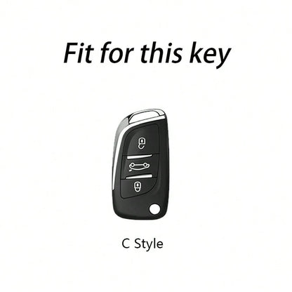 Car Key Cover Keychain Suitable For Dongfeng Peugeot Dongfeng Folding Style C2 C3 C4 C5 C6 C8 DS4 107 207 306 307 407 308 607 Series Accessories
