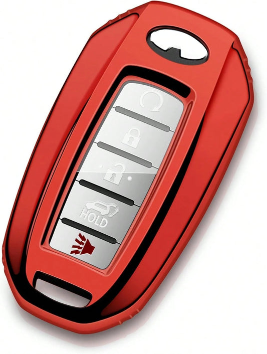 Car Key Fob Cover Compatible With Infiniti Key Case Red Protector Keychain Holder Q50 Q60 QX50 QX55 2019-2024 Accessories