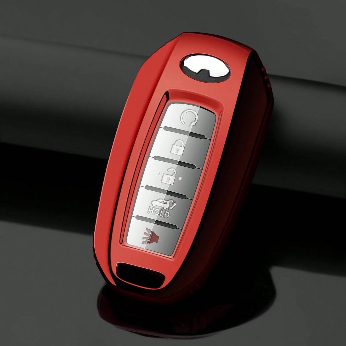 Car Key Fob Cover Compatible With Infiniti Key Case Red Protector Keychain Holder Q50 Q60 QX50 QX55 2019-2024 Accessories