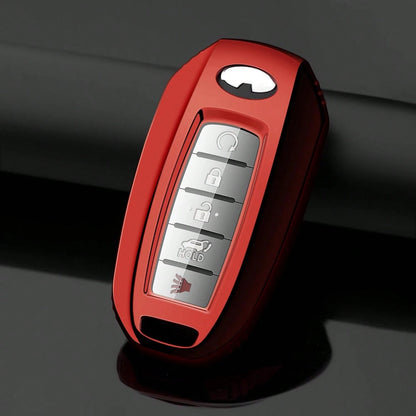 Car Key Fob Cover Compatible With Infiniti Key Case Red Protector Keychain Holder Q50 Q60 QX50 QX55 2019-2024 Accessories