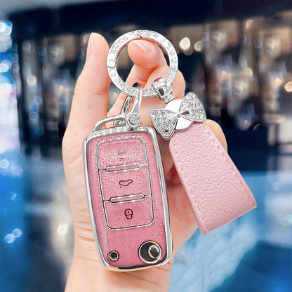 Car Key Fod Cover Shell Case With Keychain For For VW For Magotan For Golf 4 3 5 6 For MK6 For Passat For Touran For Bora For Tiguan For Jetta For Lavida For Octavia Key Bag