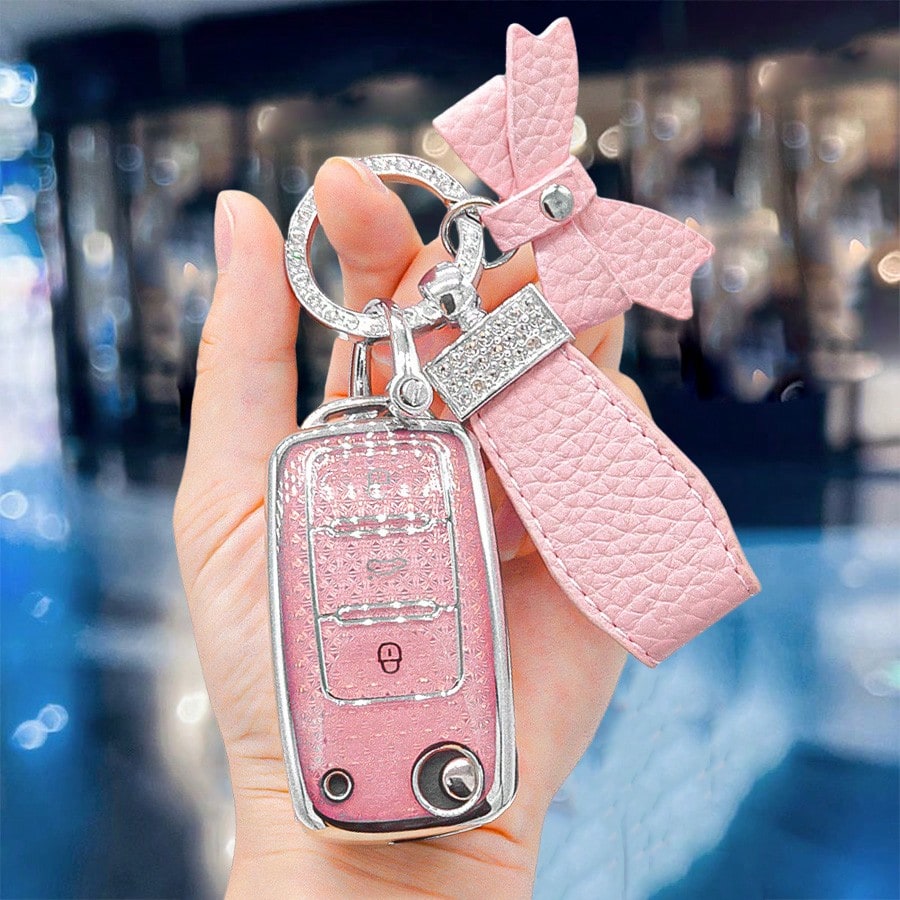 Car Key Fod Cover Shell Case With Keychain For For VW For Magotan For Golf 4 3 5 6 For MK6 For Passat For Touran For Bora For Tiguan For Jetta For Lavida For Octavia Key Bag