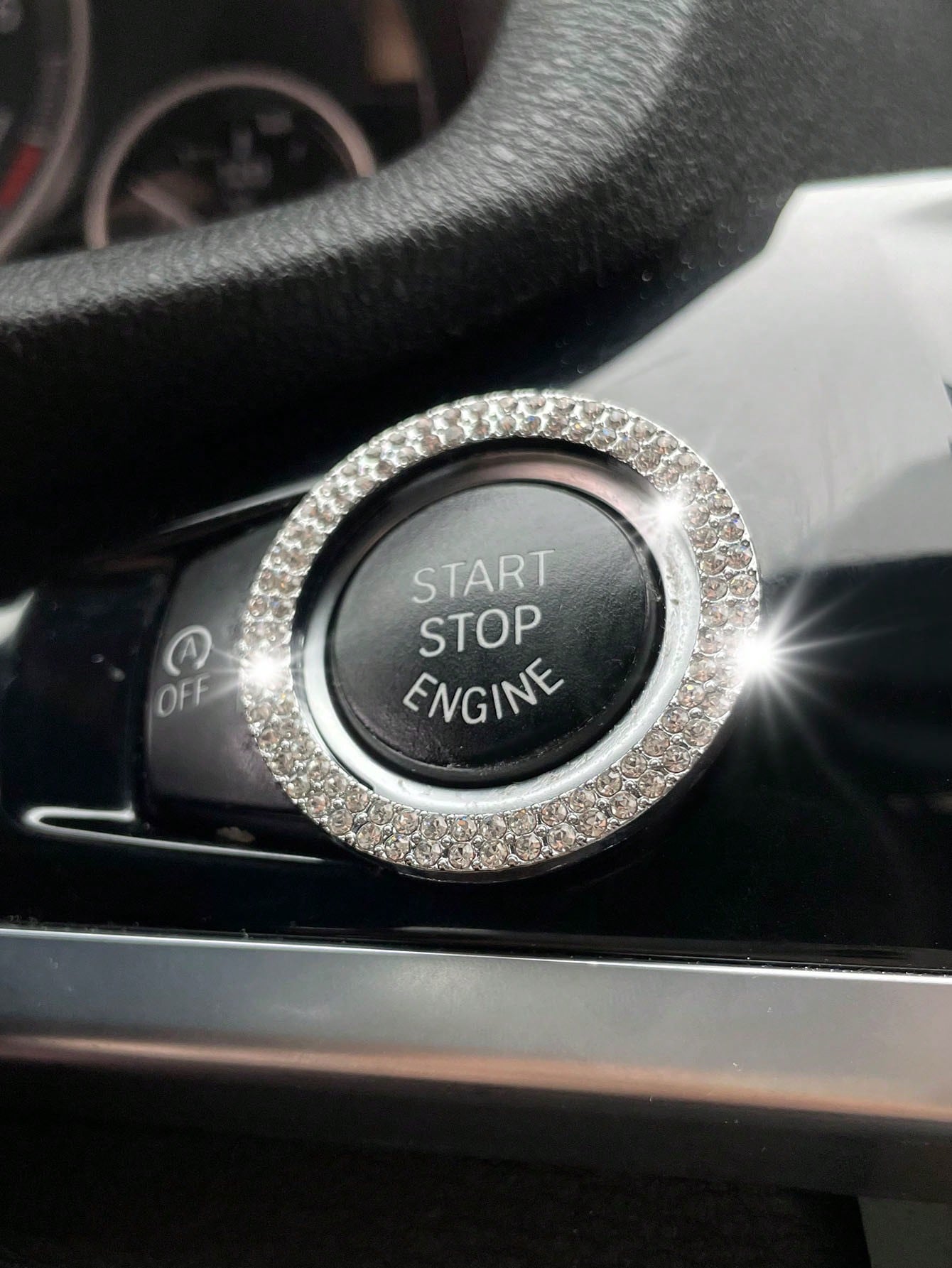 Car One-button Start Rhinestone Decoration