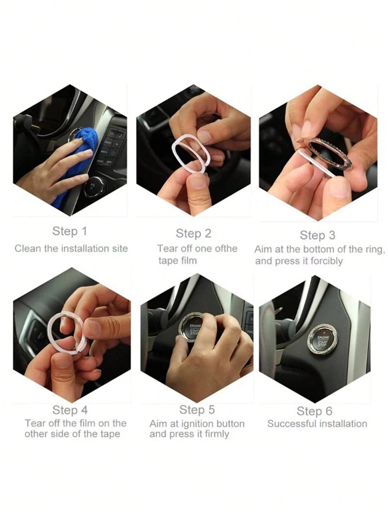 Car One-button Start Rhinestone Decoration