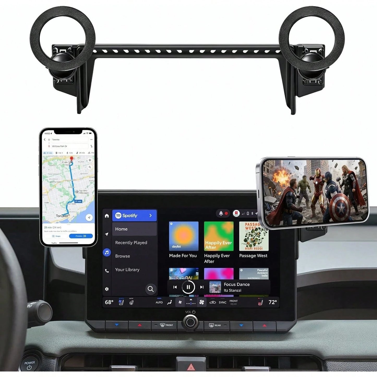 Car Phone Holder For 2019-2025 RAV4 Accessories 7/8-Inch| Screen Fixed Clip, Strong Magnetic Cell Phone Mount Compatible With MagSafe, 360 ° Hands-Free, Not Block Air Vent