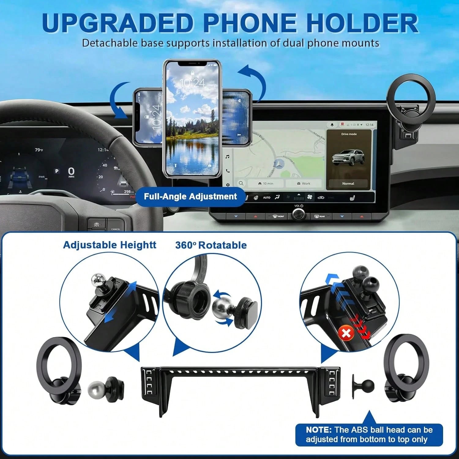 Car Phone Holder For 2019-2025 RAV4 Accessories 7/8-Inch| Screen Fixed Clip, Strong Magnetic Cell Phone Mount Compatible With MagSafe, 360 ° Hands-Free, Not Block Air Vent