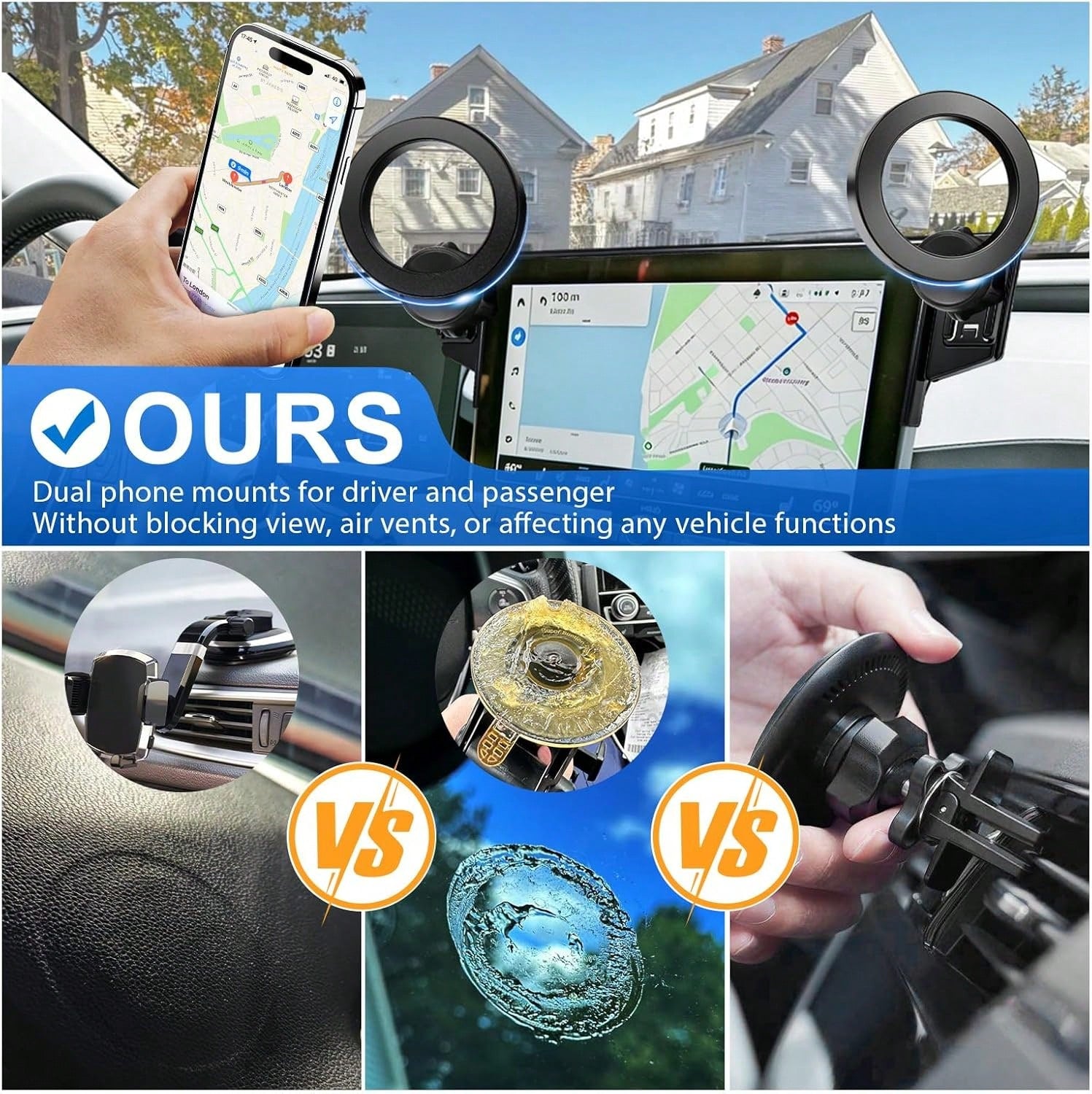 Car Phone Holder For 2019-2025 RAV4 Accessories 7/8-Inch| Screen Fixed Clip, Strong Magnetic Cell Phone Mount Compatible With MagSafe, 360 ° Hands-Free, Not Block Air Vent