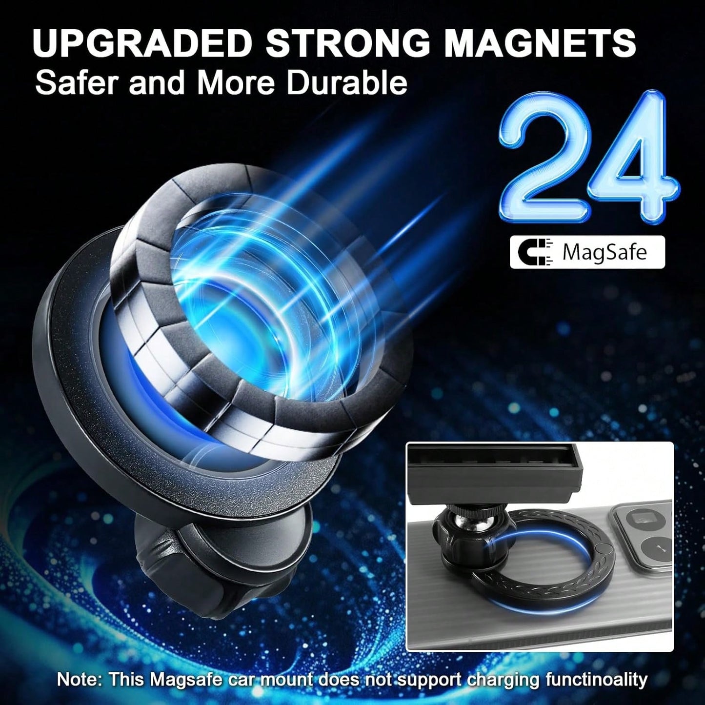 Car Phone Holder For 2019-2025 RAV4 Accessories 7/8-Inch| Screen Fixed Clip, Strong Magnetic Cell Phone Mount Compatible With MagSafe, 360 ° Hands-Free, Not Block Air Vent