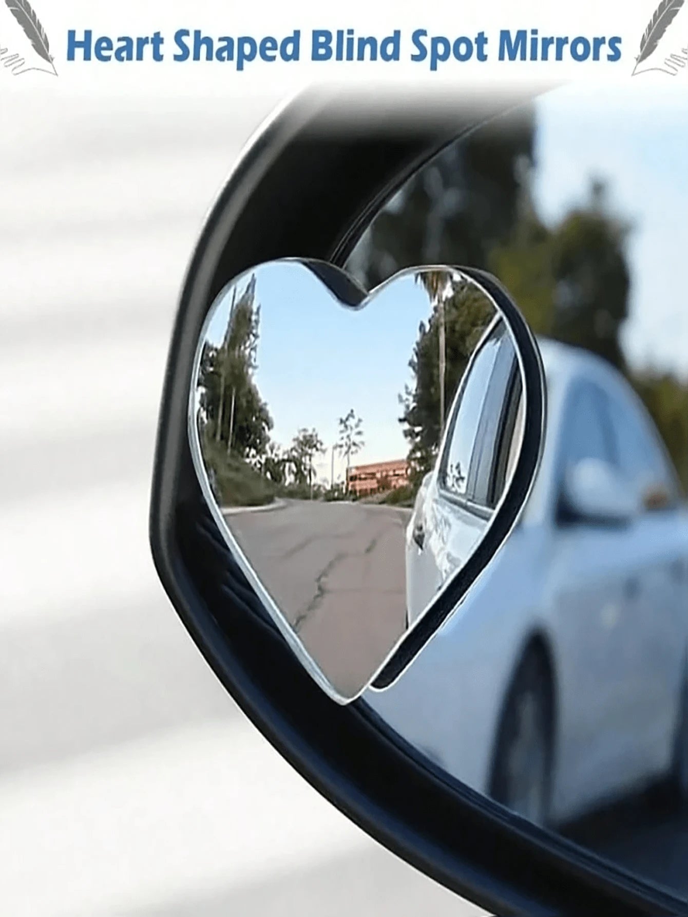Car Rearview Mirror, Heart-Shaped Frameless Mirror, High-Definition 360° Wide View Blind Spot Auxiliary Mirror, Car Heart-Shaped Blind Spot Mirror, Car Frameless Blind Spot Mirror, 360° Wide Angle Con