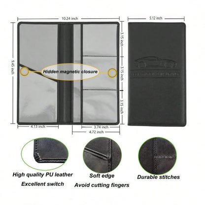 Car Registration & Insurance Card Holder- Glove Box Document Organizer For License, Insurance Cards- Universal Fit Interior Car Accessories For Women, Men, Teens (Black)