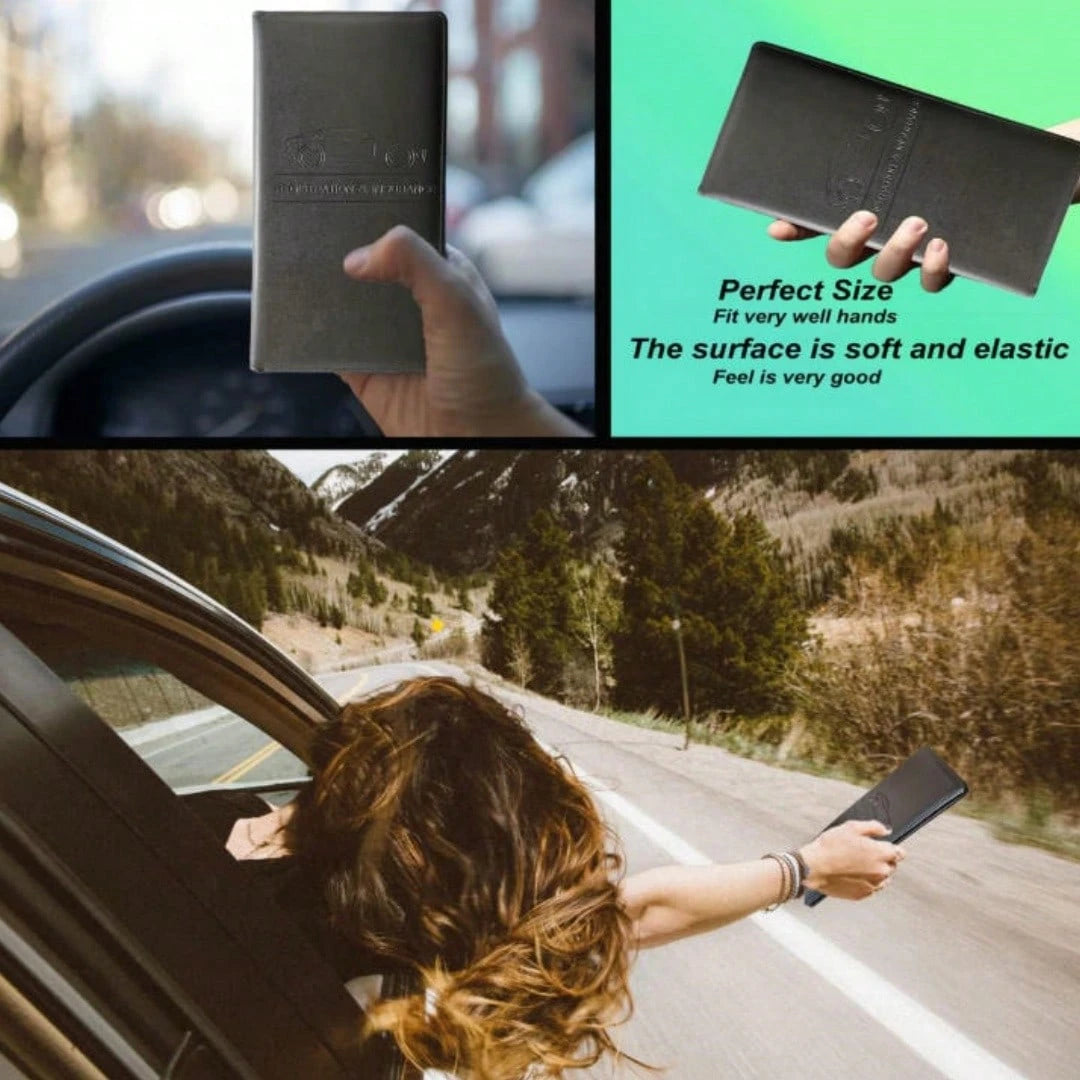 Car Registration & Insurance Card Holder- Glove Box Document Organizer For License, Insurance Cards- Universal Fit Interior Car Accessories For Women, Men, Teens (Black)