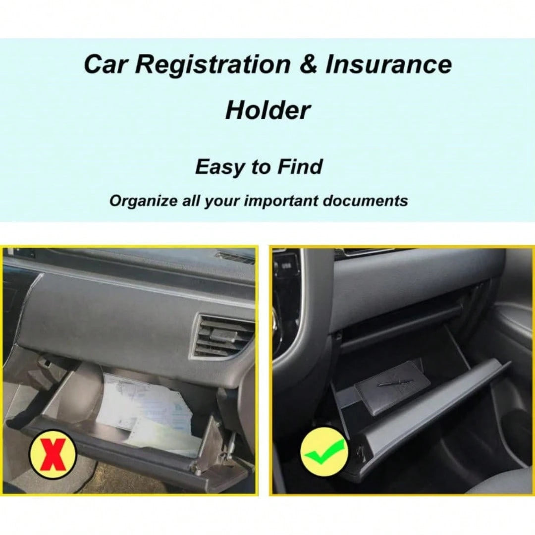 Car Registration & Insurance Card Holder- Glove Box Document Organizer For License, Insurance Cards- Universal Fit Interior Car Accessories For Women, Men, Teens (Black)
