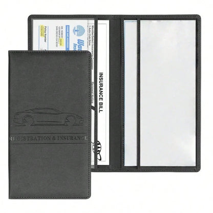 Car Registration & Insurance Card Holder- Glove Box Document Organizer For License, Insurance Cards- Universal Fit Interior Car Accessories For Women, Men, Teens (Black)