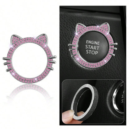 Car Start Switch Button Auto Decorative Diamond Stickers Ring Circle Trims Protective Cover Car Accessories