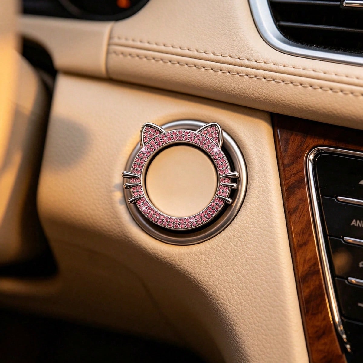 Car Start Switch Button Auto Decorative Diamond Stickers Ring Circle Trims Protective Cover Car Accessories