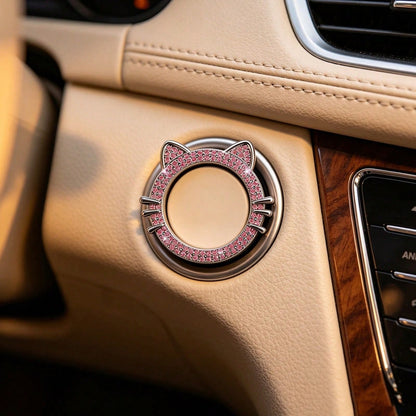 Car Start Switch Button Auto Decorative Diamond Stickers Ring Circle Trims Protective Cover Car Accessories