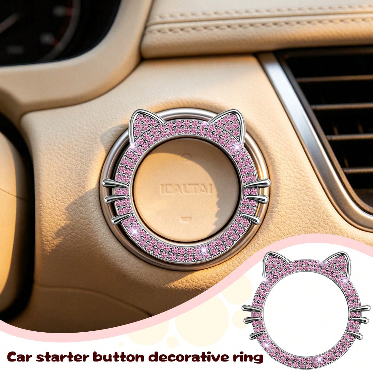 Car Start Switch Button Auto Decorative Diamond Stickers Ring Circle Trims Protective Cover Car Accessories