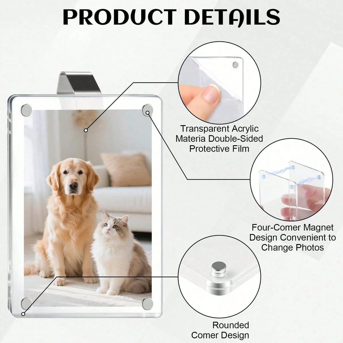 Car Sun Visor Magnetic Photo Clip, Universal Acrylic Fridge Magnet Transparent Magnetic Photo Frame, DIY Car Decor Photo Frame, Couple Gift, Pet Family Memorial Photo Frame Clip, Car Interior Accessor