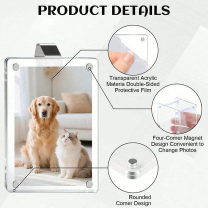 Car Sun Visor Magnetic Photo Clip, Universal Acrylic Fridge Magnet Transparent Magnetic Photo Frame, DIY Car Decor Photo Frame, Couple Gift, Pet Family Memorial Photo Frame Clip, Car Interior Accessor