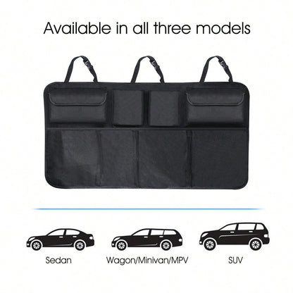Car Trunk Hanging Storage Bag, Oxford Cloth Trunk Organizer Bag, Foldable Storage Box, Large Capacity Hanging Storage Bag, Super Spacious, Waterproof SUV Car Trunk Organizer Bag
